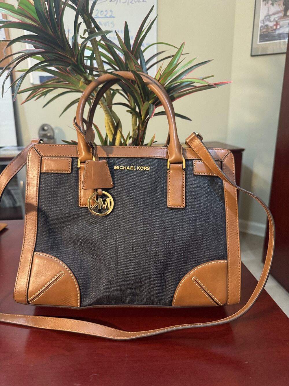 Michael Kors Dillon East West DENIM Satchel (220